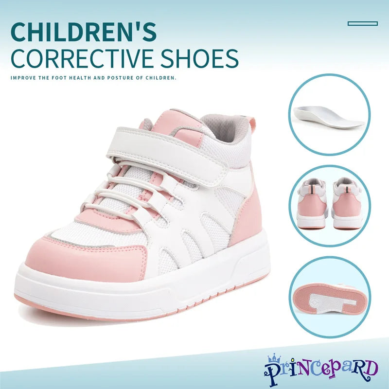 Footmax Kids Orthopedic Sneakers - Pink Blue Ankle Support Shoes for Flat Feet - footmaxldn