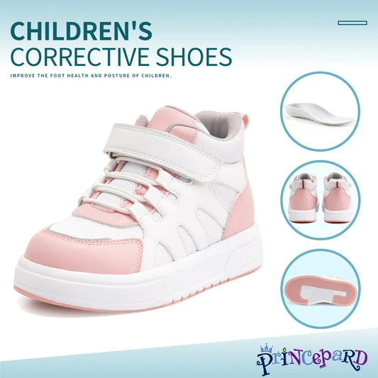 Footmax Kids Orthopedic Sneakers - Pink Blue Ankle Support Shoes for Flat Feet - footmaxldn