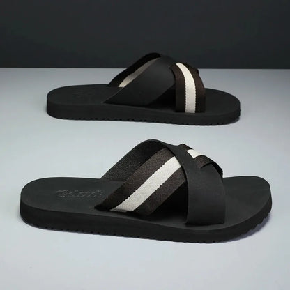 Footmaxldn Men's Summer Slippers – Flat Heel Microfibre Sandals