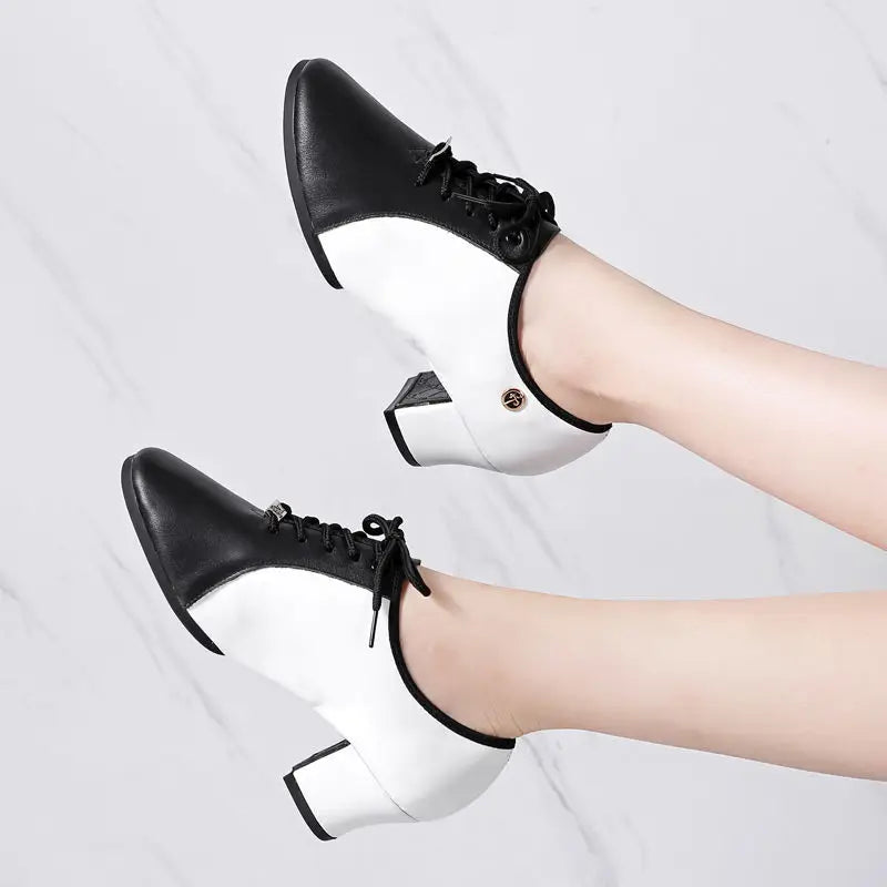 Footmax Genuine Leather Dance Shoes - Women's Soft Modern Latin Ballroom Sneakers - footmaxldn
