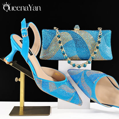 Footmax Black Gold Dazzling Heels & Clutch Set - Festive Elegance Collection - footmaxldn