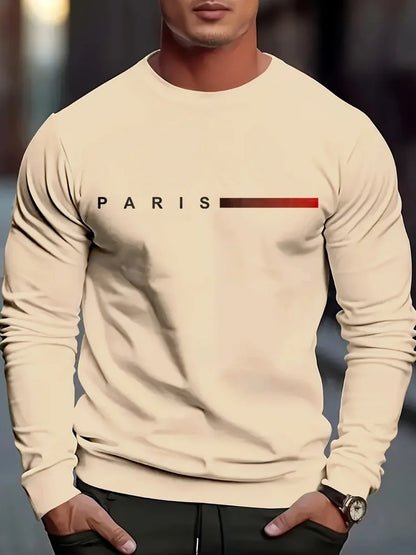 Men's Printed Long-Sleeve Crew Neck Top