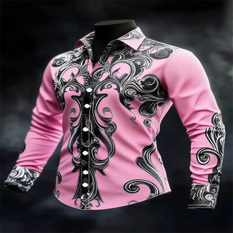 Men's Casual Long Sleeve Lapel Shirt | Footmaxldn