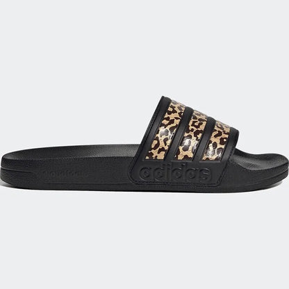 Adidas Trendy Slides. Black - gold Leopard Print Design, Suitable for Summer Outdoor Wear, the First Choice for Casual and Versa - footmaxldn