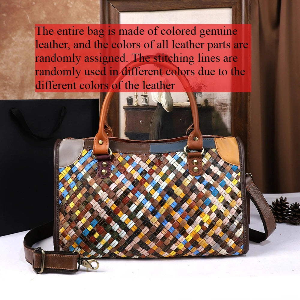 Hand-Woven Genuine Leather Handbag - Retro Crossbody Pillow Bag | footmaxldn - footmaxldn