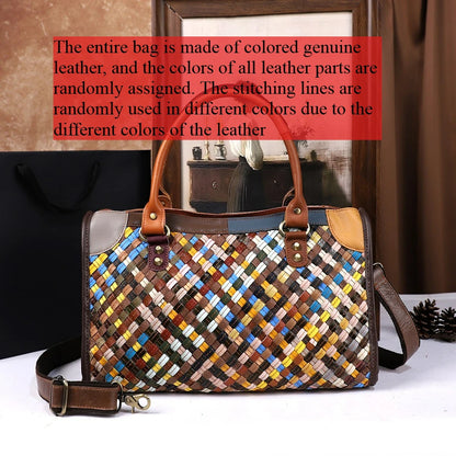 Hand-Woven Genuine Leather Handbag - Retro Crossbody Pillow Bag | footmaxldn - footmaxldn