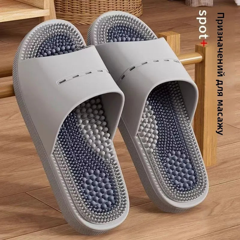 Men's Massage Slippers Anti-Slip Indoor Home Batoom Bathing Sandals Simple Sle PVC Material Comfortable Summer Slippers - footmaxldn