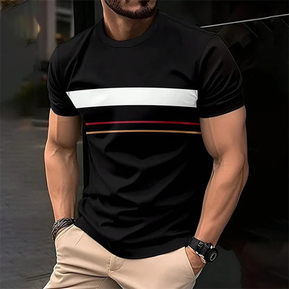 Footmaxldn Men's Striped Crew Neck T-Shirt
