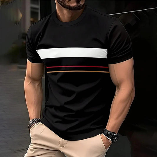 Footmaxldn Men's Striped Crew Neck T-Shirt