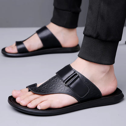 Men's Summer T-Strap Sandals | Breathable Flat Beach Shoes – Footmaxldn