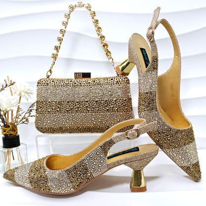 Footmaxldn Crystal Slingback Heels & Matching Clutch