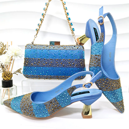 Footmaxldn Crystal Slingback Heels & Matching Clutch