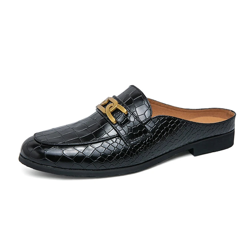 Men's Genuine Leather Half Shoes - Designer Mule Slippers|footmaxldn - footmaxldn