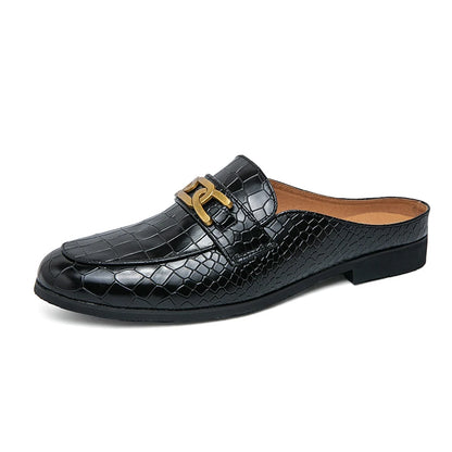 Men's Genuine Leather Half Shoes - Designer Mule Slippers|footmaxldn - footmaxldn