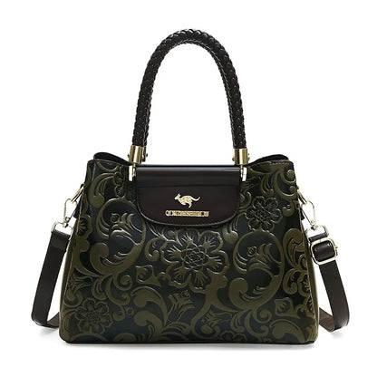 Large Capaci Leather Handbag Women's Bag 2025 New Cowhide Single oulder Bag Retro Ethnic Sle Mom Bag Crossbody Bag