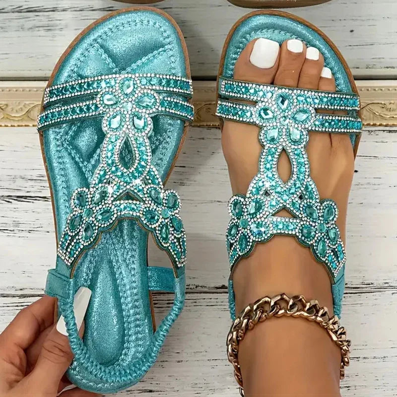 Women's Crystal Embellished Flat Sandals