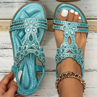 Women's Crystal Embellished Flat Sandals