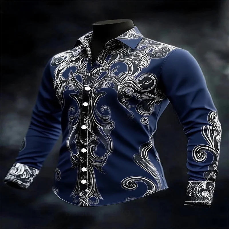 Men's Casual Long Sleeve Lapel Shirt | Footmaxldn