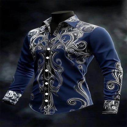 Men's Casual Long Sleeve Lapel Shirt | Footmaxldn
