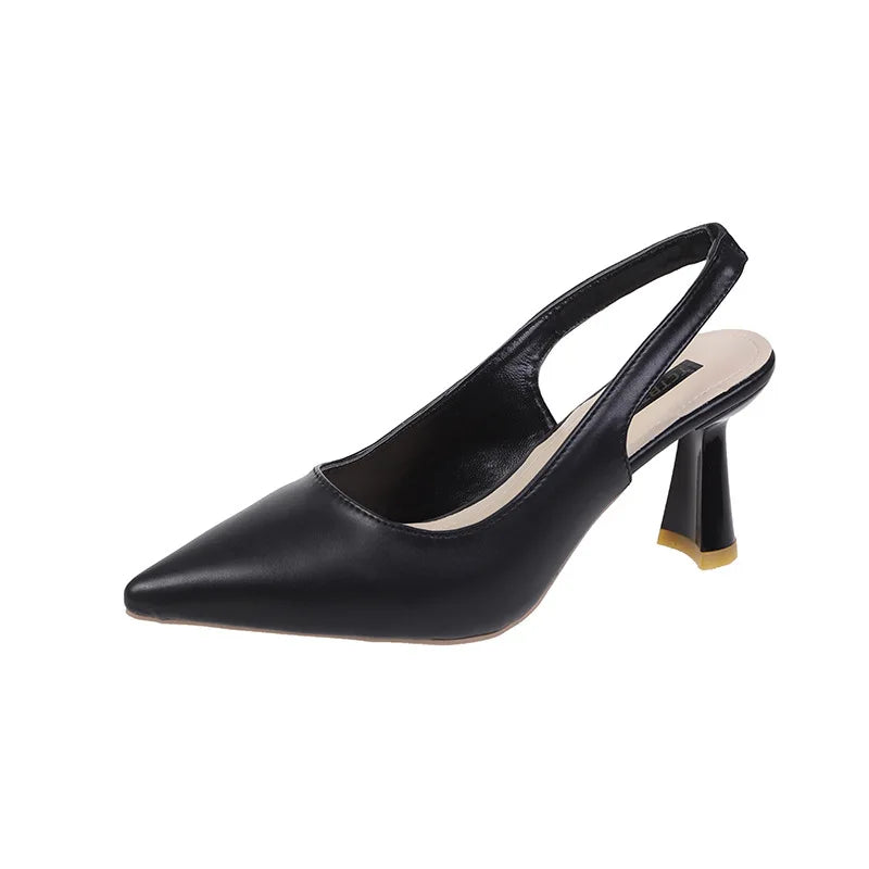 Footmax Women's Black Pointed Toe High Heel Sandals - Professional Work Shoes - footmaxldn