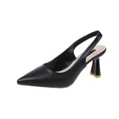 Footmax Women's Black Pointed Toe High Heel Sandals - Professional Work Shoes - footmaxldn