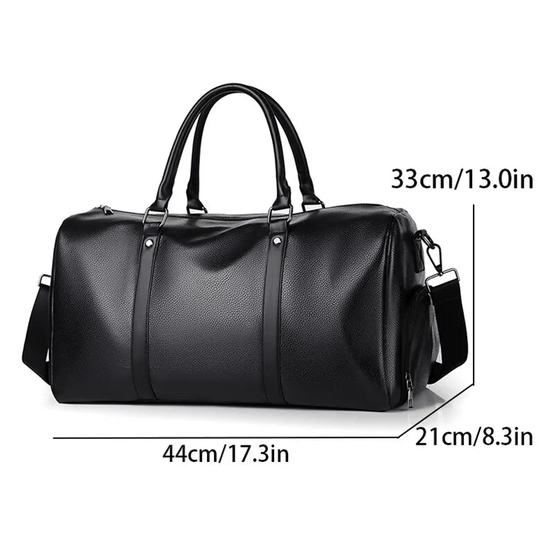 Footmax Retro PU Leather Sports Bag - Waterproof Gym & Travel Duffel with Large Capacity