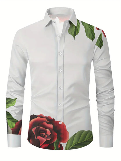 Footmaxldn Men's Printed Long-Sleeve Shirt