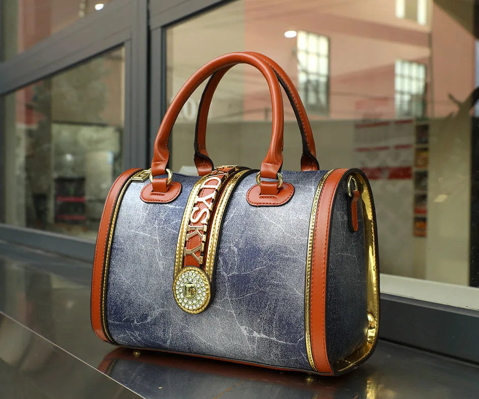 Crocodile Embossed Boston Handbag - Classic Retro Crossbody | footmaxldn - footmaxldn
