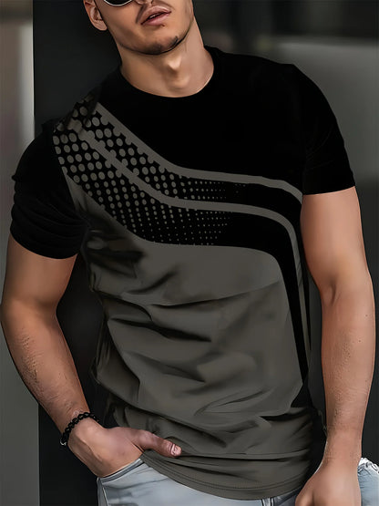 Footmax Men's Breathable Striped T-Shirt - Digital Print Short Sleeve Tee - footmaxldn