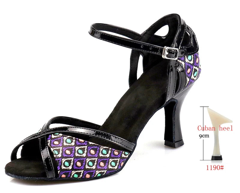 Women's Latin & Ballroom Dance Sandal – Painted PU Cuban Heel | Footmaxldn
