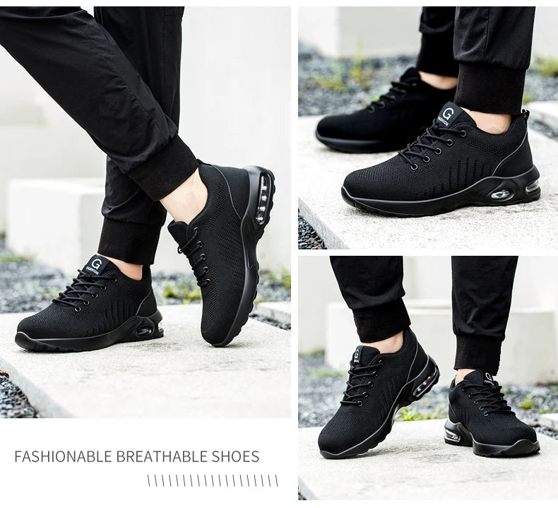 New Styles Men Safety Boots With Steel Toe Cap Anti-smash Work Sneakers Safety Shoes Men IndestructibleWork Boots Tactical Boots - footmaxldn