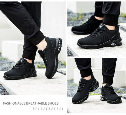 New Styles Men Safety Boots With Steel Toe Cap Anti-smash Work Sneakers Safety Shoes Men IndestructibleWork Boots Tactical Boots - footmaxldn