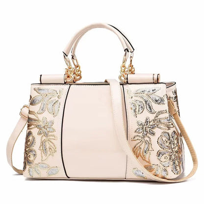 Footmax Vintage Gold Embossed Tote Bag - Large Capacity Women's Handbag