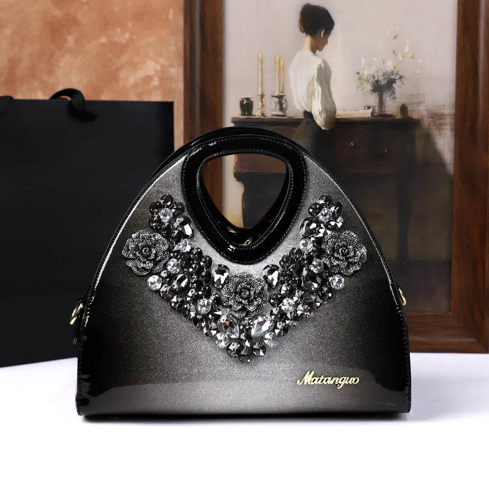 Footmax Diamond Embellished Dumpling Bag - Women's Crossbody Shoulder Handbag 2025