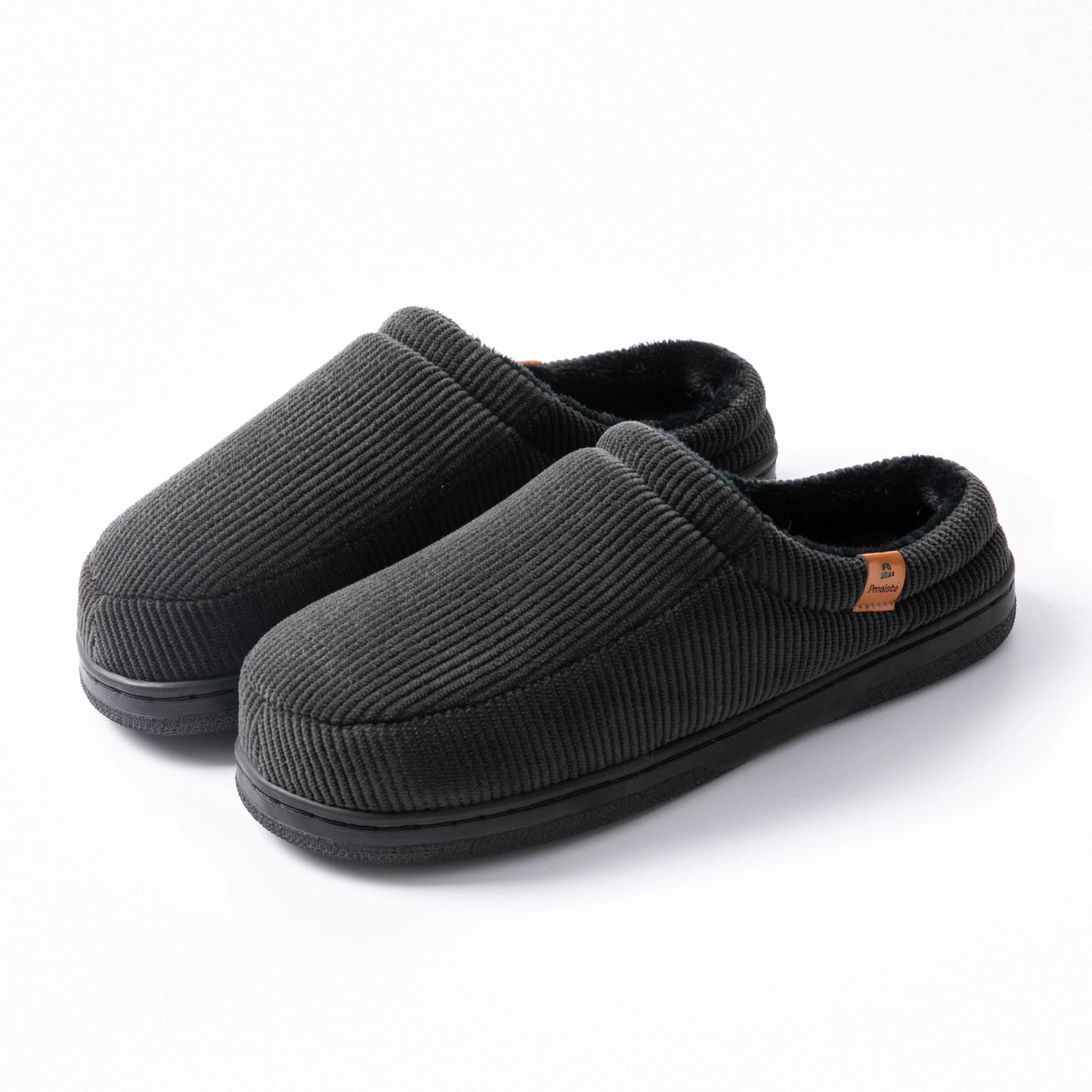 Pmoiste Stripe Corduroy House Shoes Men Warm Soft TPR Cushion Memory Foam Home Slippers Slip On Winter Indoor High-quality - footmaxldn