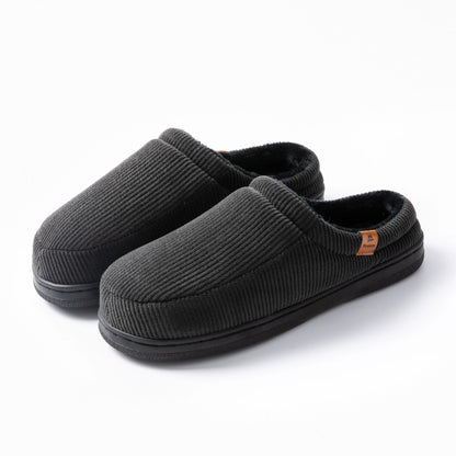 Pmoiste Stripe Corduroy House Shoes Men Warm Soft TPR Cushion Memory Foam Home Slippers Slip On Winter Indoor High-quality - footmaxldn