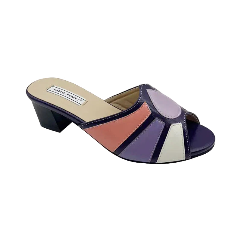 Fabio Penny Italian fashion design multi-color patchwork outdoor exquisite and elegant low-heeled slippers for ladies' banquets - footmaxldn