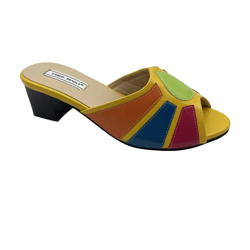 Women's Low Heel Slip-On Slippers - Multi-Color Patchwork Casual Shoes | Footmaxldn - footmaxldn