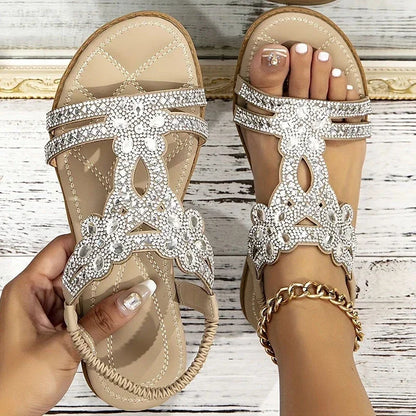 Women's Crystal Embellished Flat Sandals