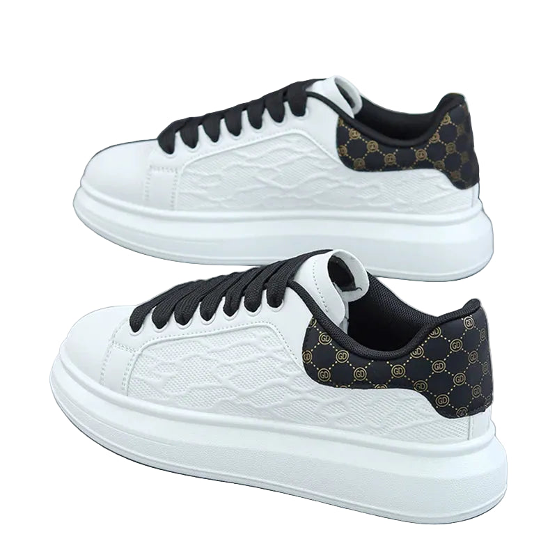 Footmax Luxury Leather Thick Sole Sneakers | Premium Walking Shoes - footmaxldn