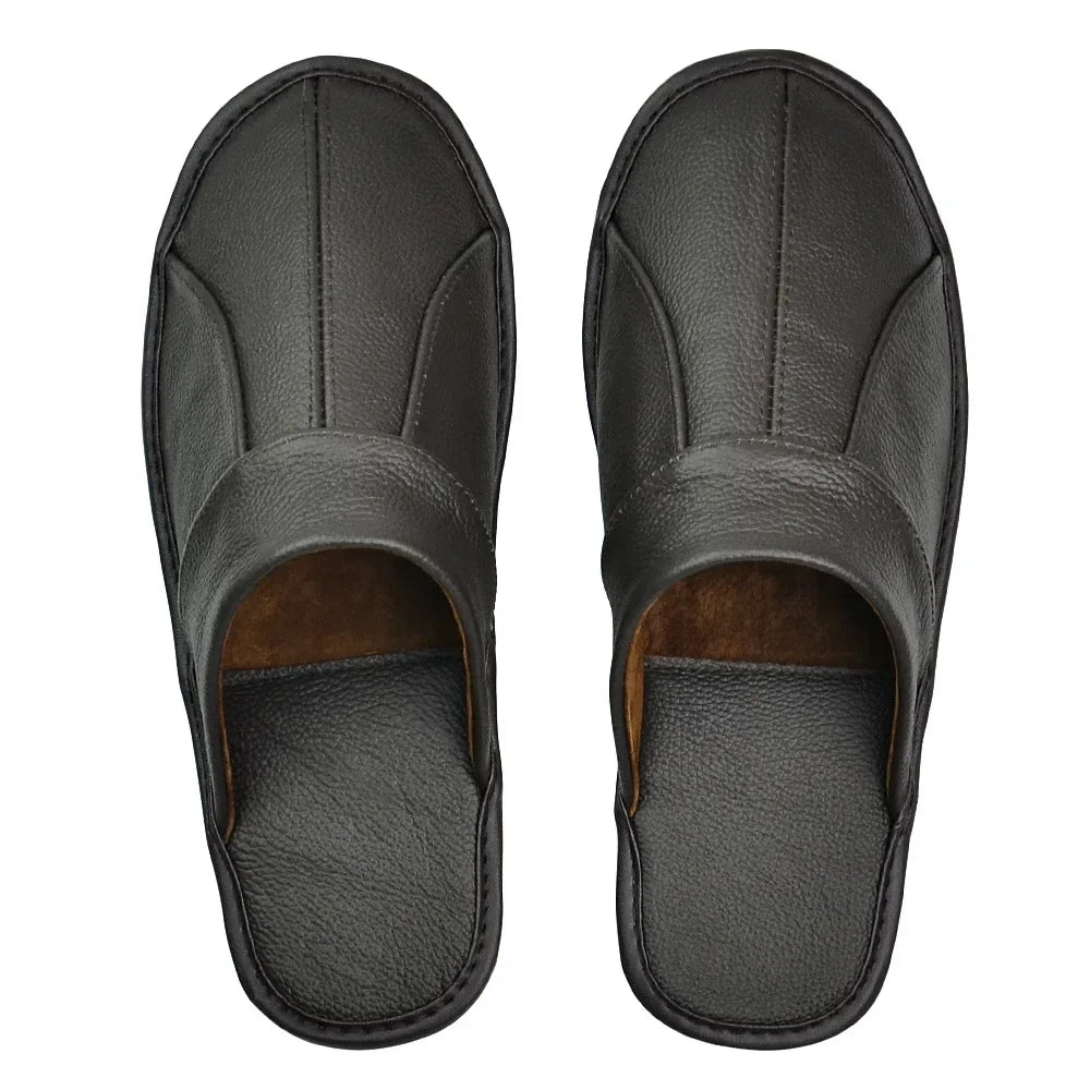Men's Split Leather Indoor Slippers | Footmaxldn