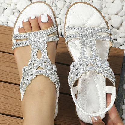 Women's Crystal Embellished Flat Sandals