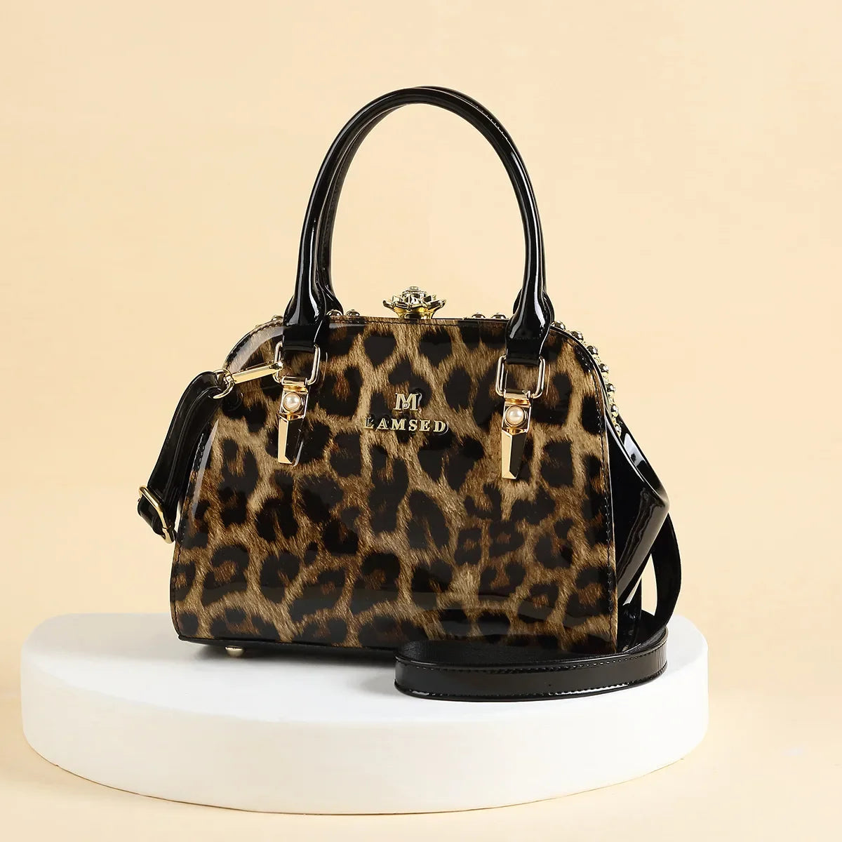 Footmax Diamond Pattern Leather Handbag - Women's Crossbody Shoulder Bag