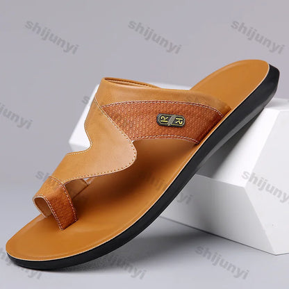 Men Sandals 2025 Summer New Non Slip Breathable Lightweight Soft Sole Beach Shoes Comfortable Fashion Clip Toe Slip on Slippers - footmaxldn