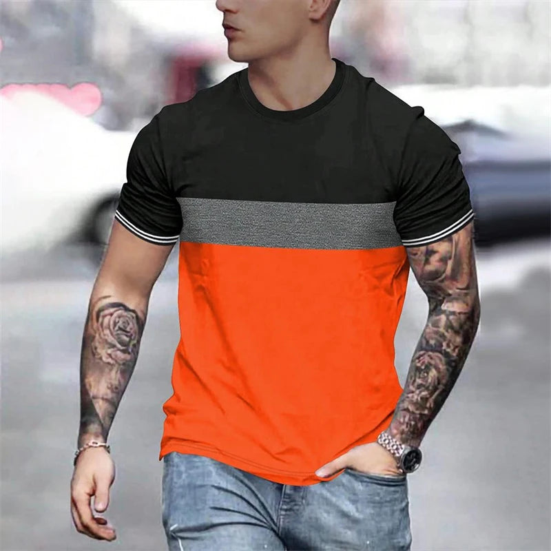 Footmaxldn Men's Striped Crew Neck T-Shirt