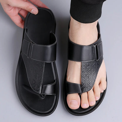 Men's Summer T-Strap Sandals | Breathable Flat Beach Shoes – Footmaxldn