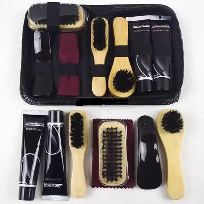 Footmax Professional Shoe Care Kit - Complete Cleaning & Polishing Set with Shoehorn