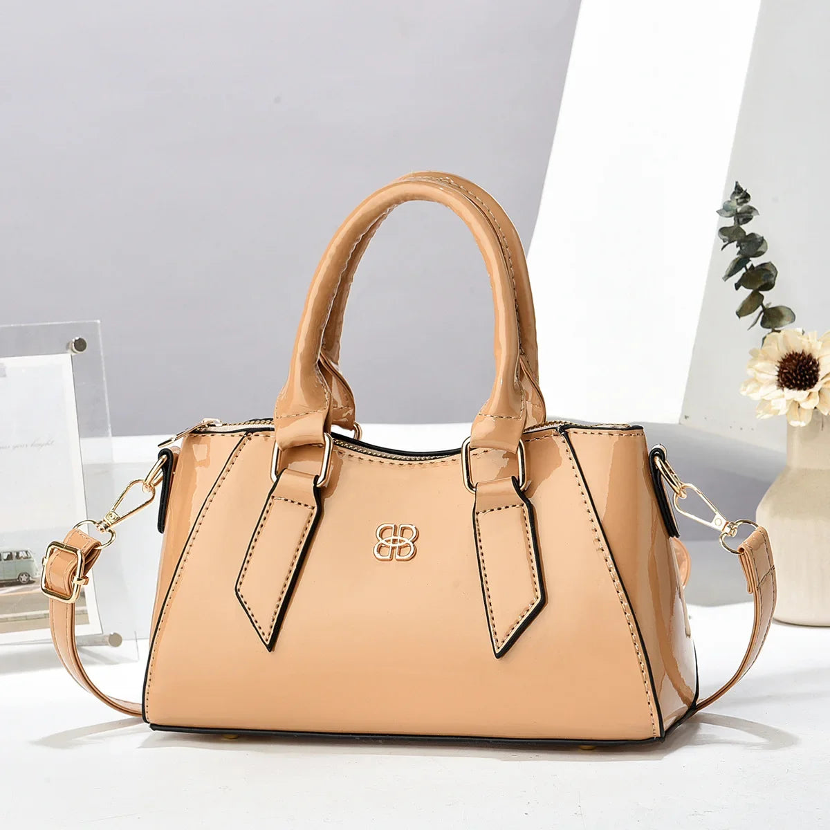 Footmax Square PU Leather Shoulder Bag - Women's Handbag 2025