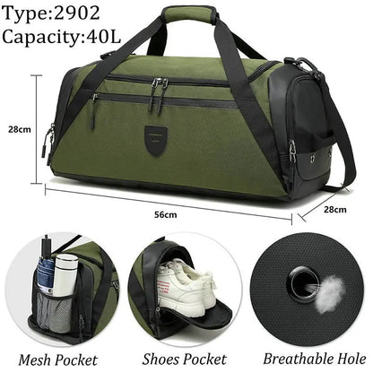 Footmax 40L Sport Fitness Bag - Dry Wet Separation Gym Duffel for Men Women Hiking Yoga Travel - footmaxldn