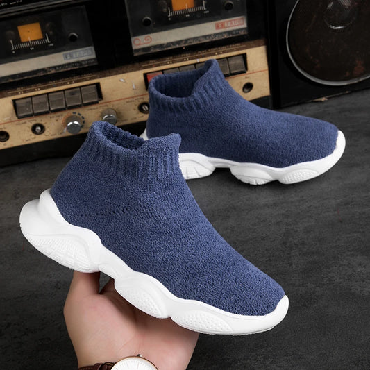FootMax Girls Slip-On Sneakers - Lightweight Knit Fabric Kids Shoes - footmaxldn